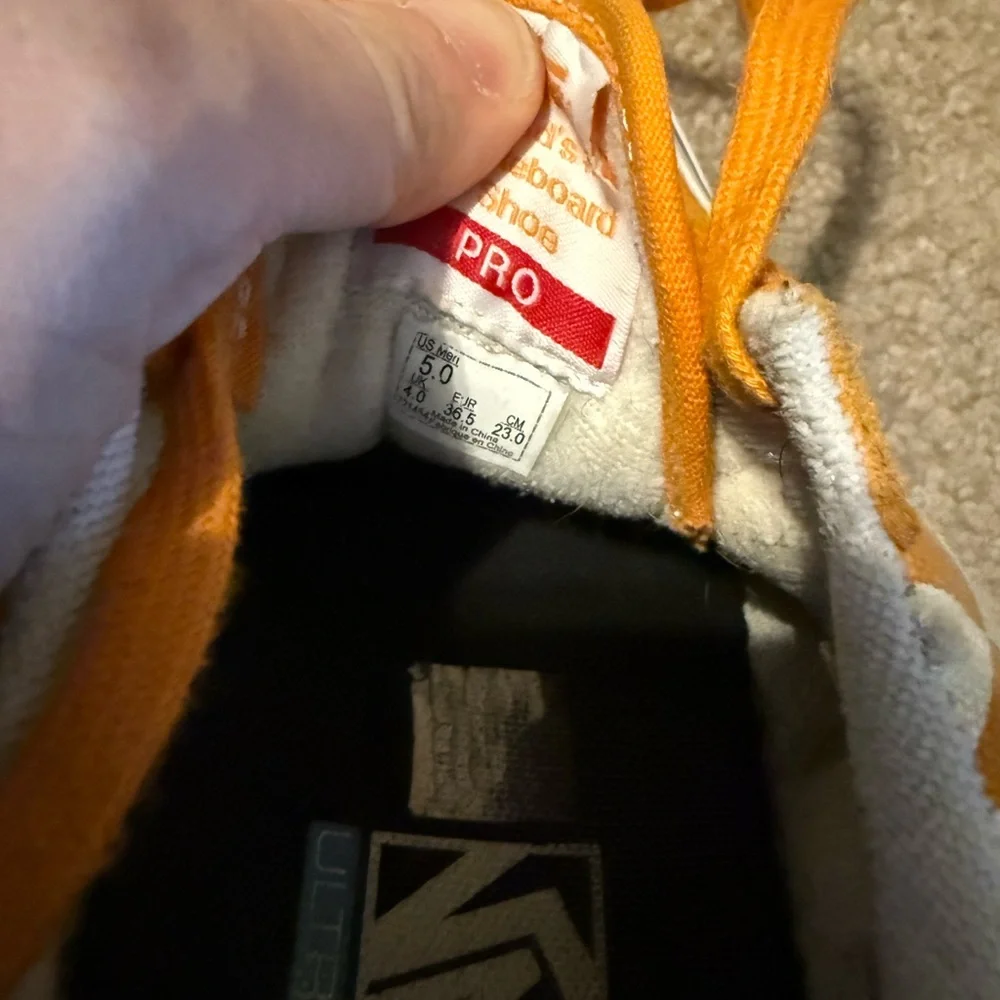 Vans Orange and White Skate Shoes